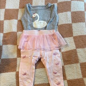 Okie Dokie Gray and White Swan Top